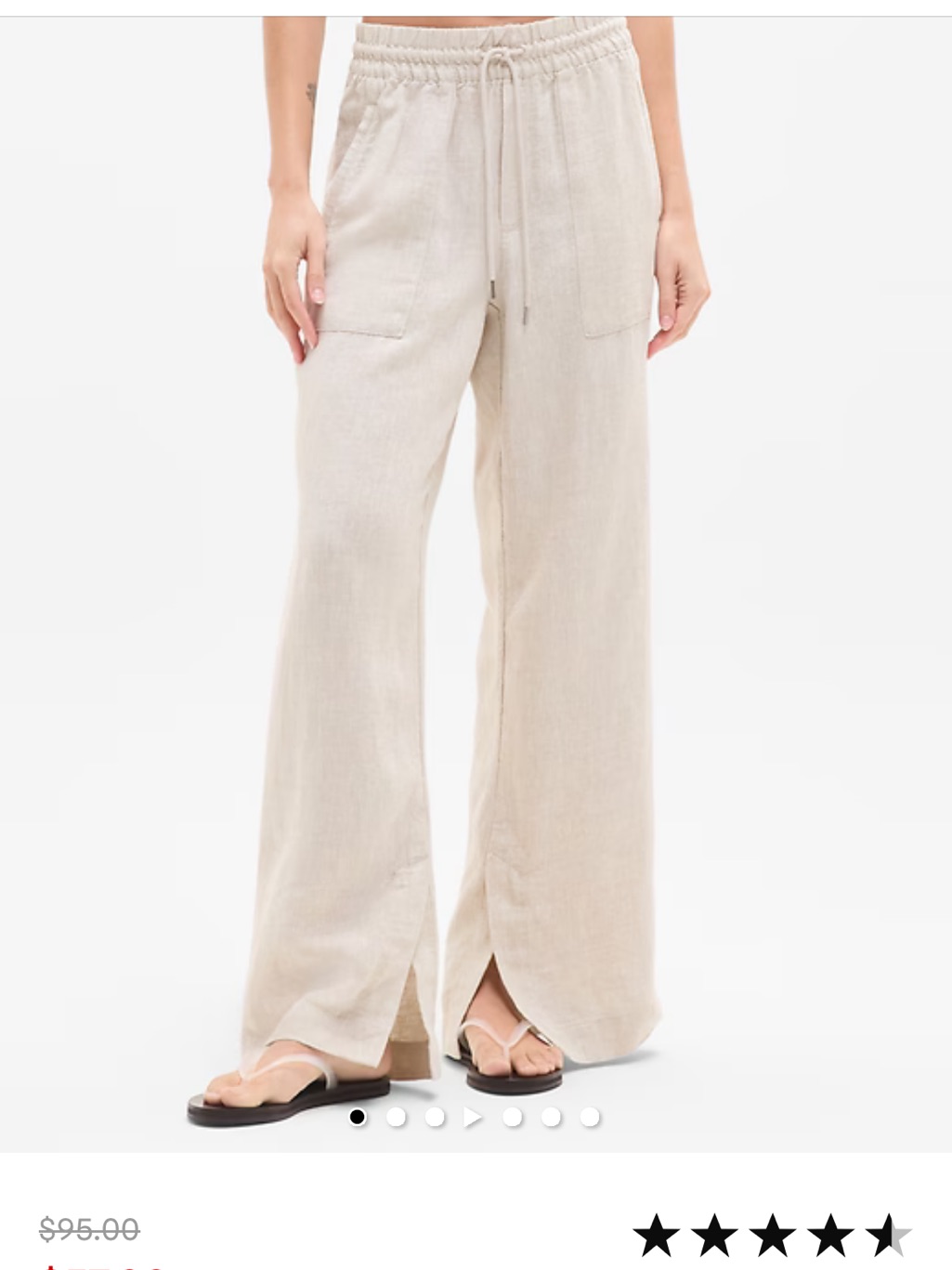 Athleta 8p Red/Berry Drawstring Linen Wide Leg With Zip Pockets